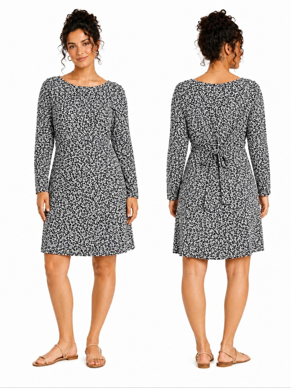 J. Jill Wherever Collection Floral Knit Dress 1X Tie Back